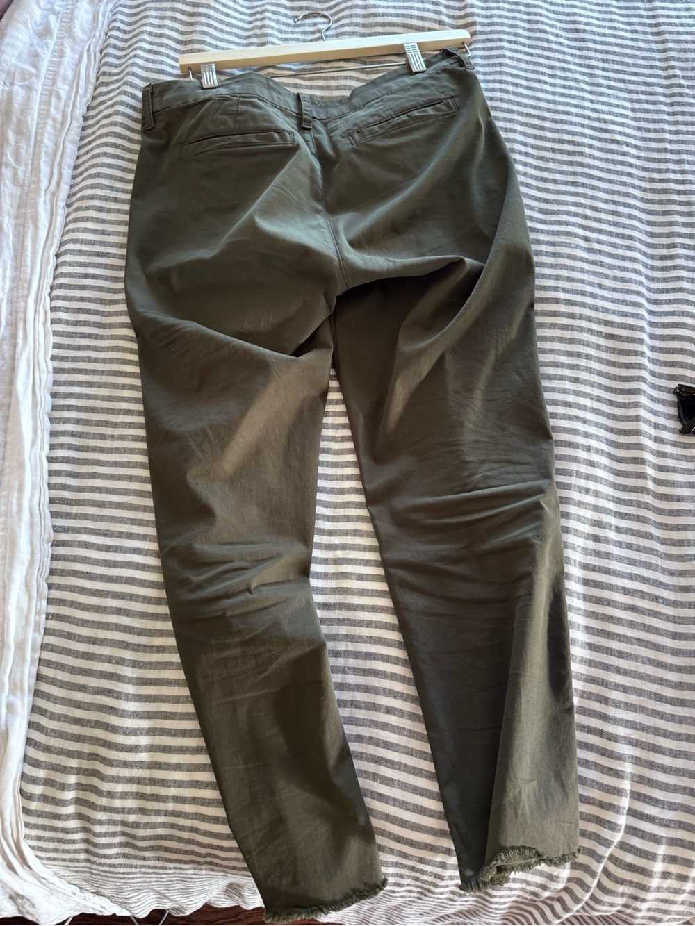 Frank & Eileen Olive Green Cropped Pants with Gold Side Stripe - Picture 8 of 9